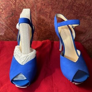 Nine West Royal Blue Peep-Toe Ankle-Strap Heels